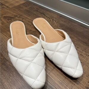 Lulu's White Quilted Flats with Pointed Toe